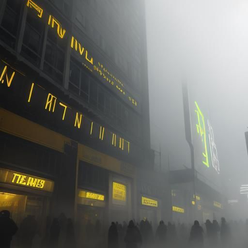 Neon Lit Mannequins in Fog