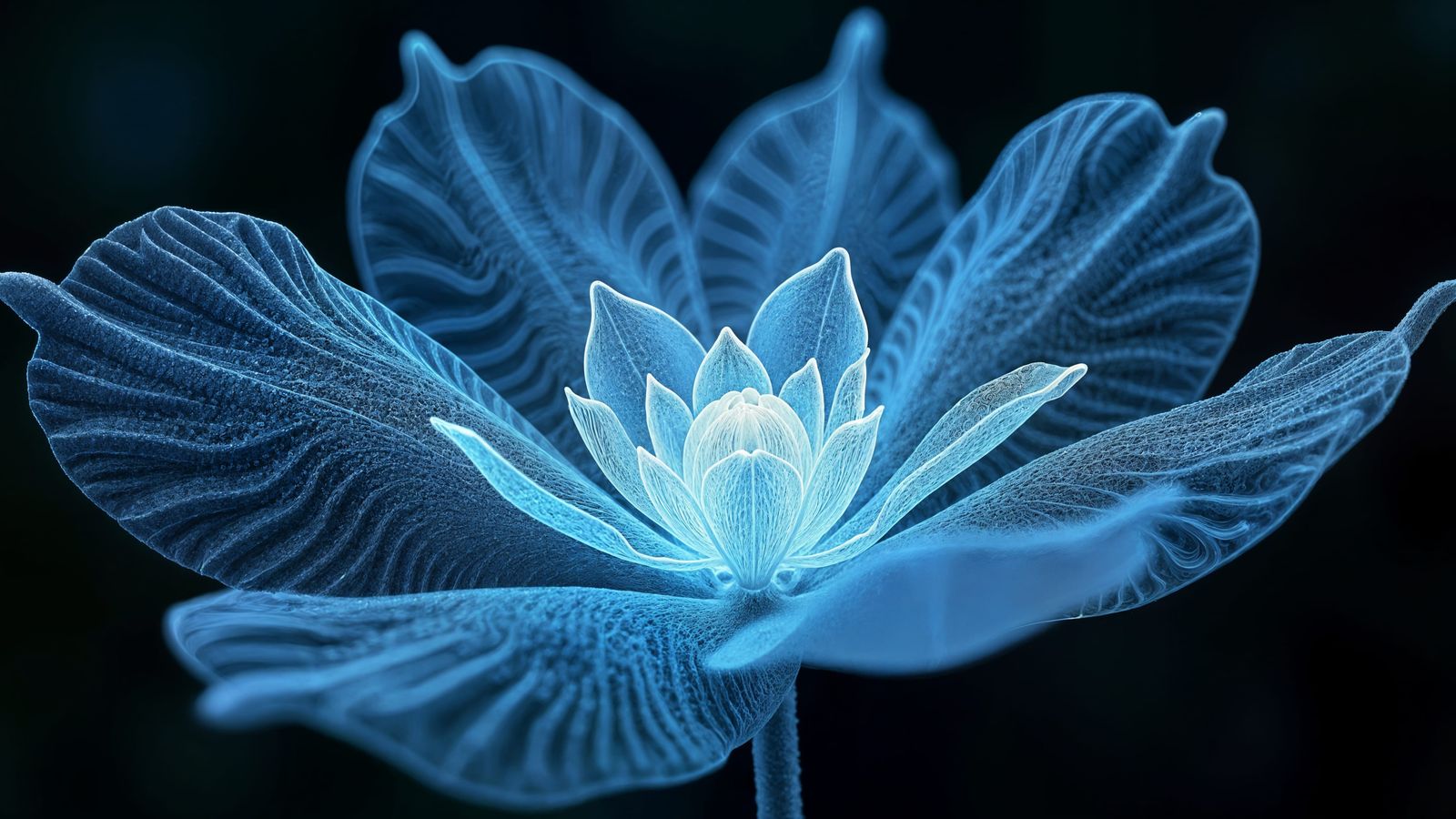 Bioluminescent Helical Flower: Hyper-Detailed Art