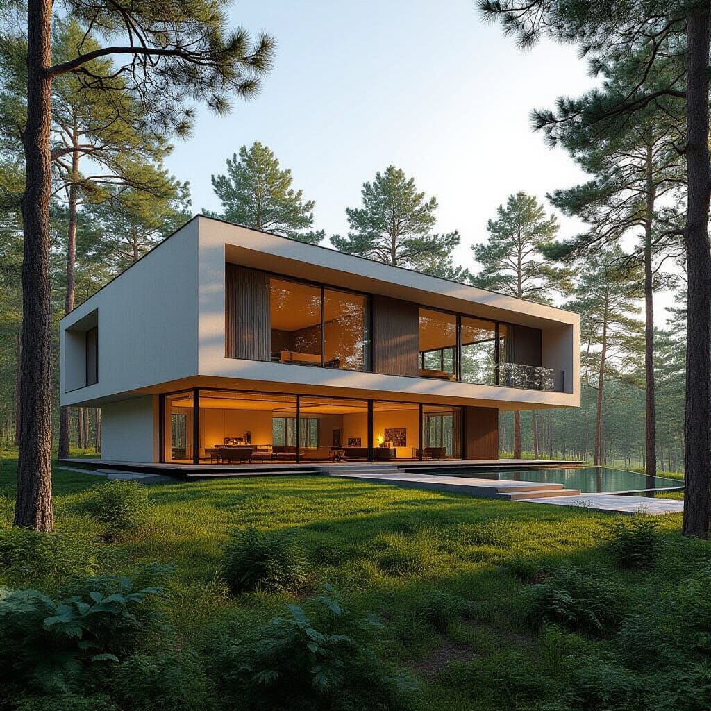 Modern Country House with Golden Ratio Composition