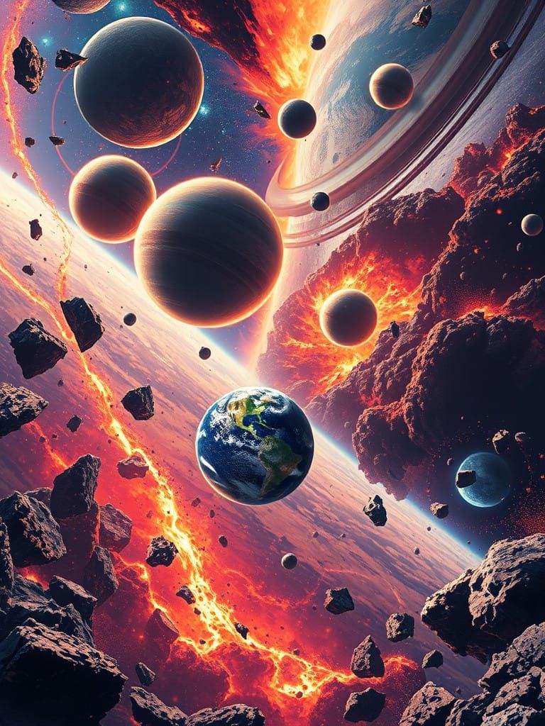 Galactic Apocalypse in Vibrant Anime Style