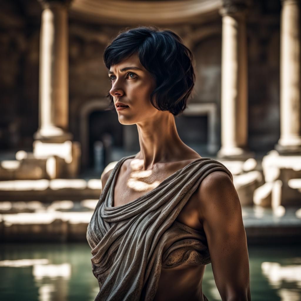 Ancient Roman Woman in Baths, Hyperrealistic