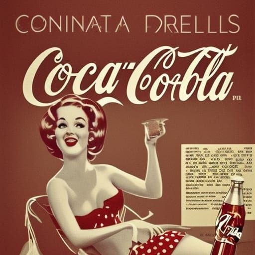 Retro Coca-Cola Ad: Pin-Up Girl in Pop Art Style