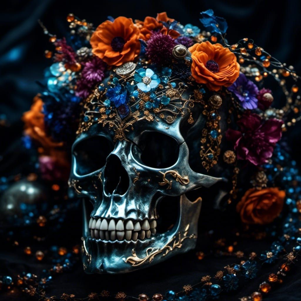 Glass Flower Skull: Macabre Beauty