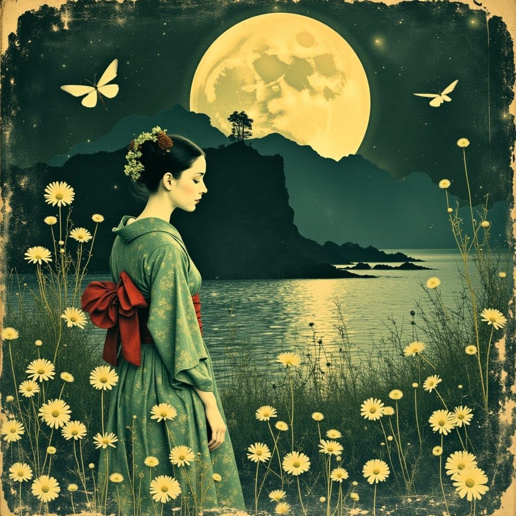 Serene Geisha by Moonlight