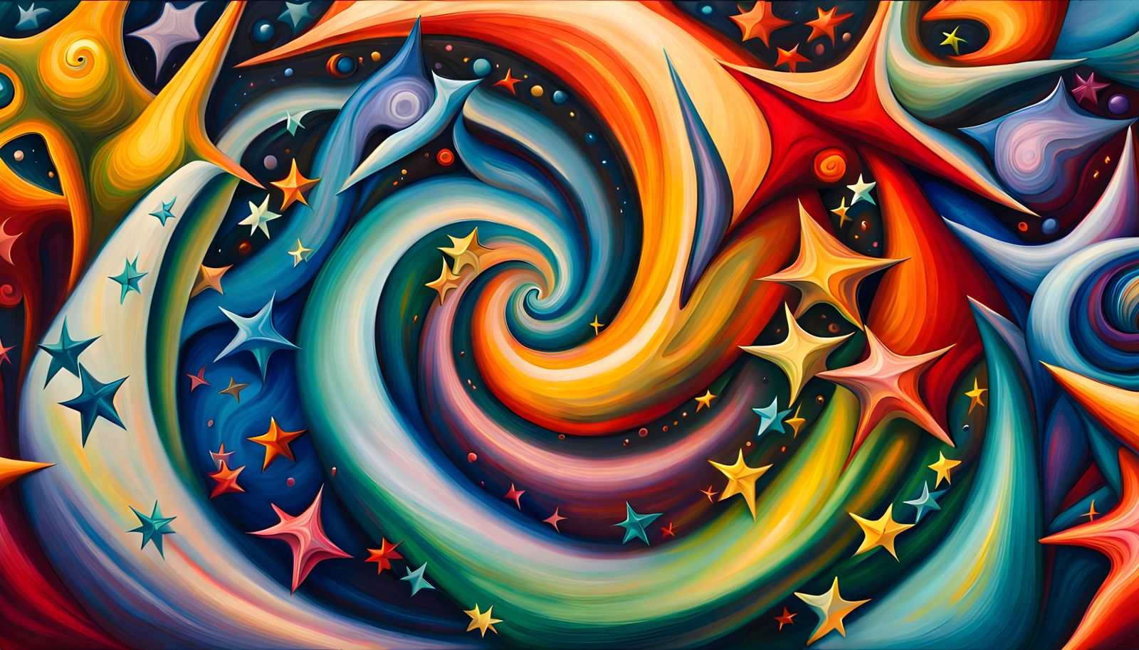 Helical Stellar Vortex in Deep Impasto Oil Style