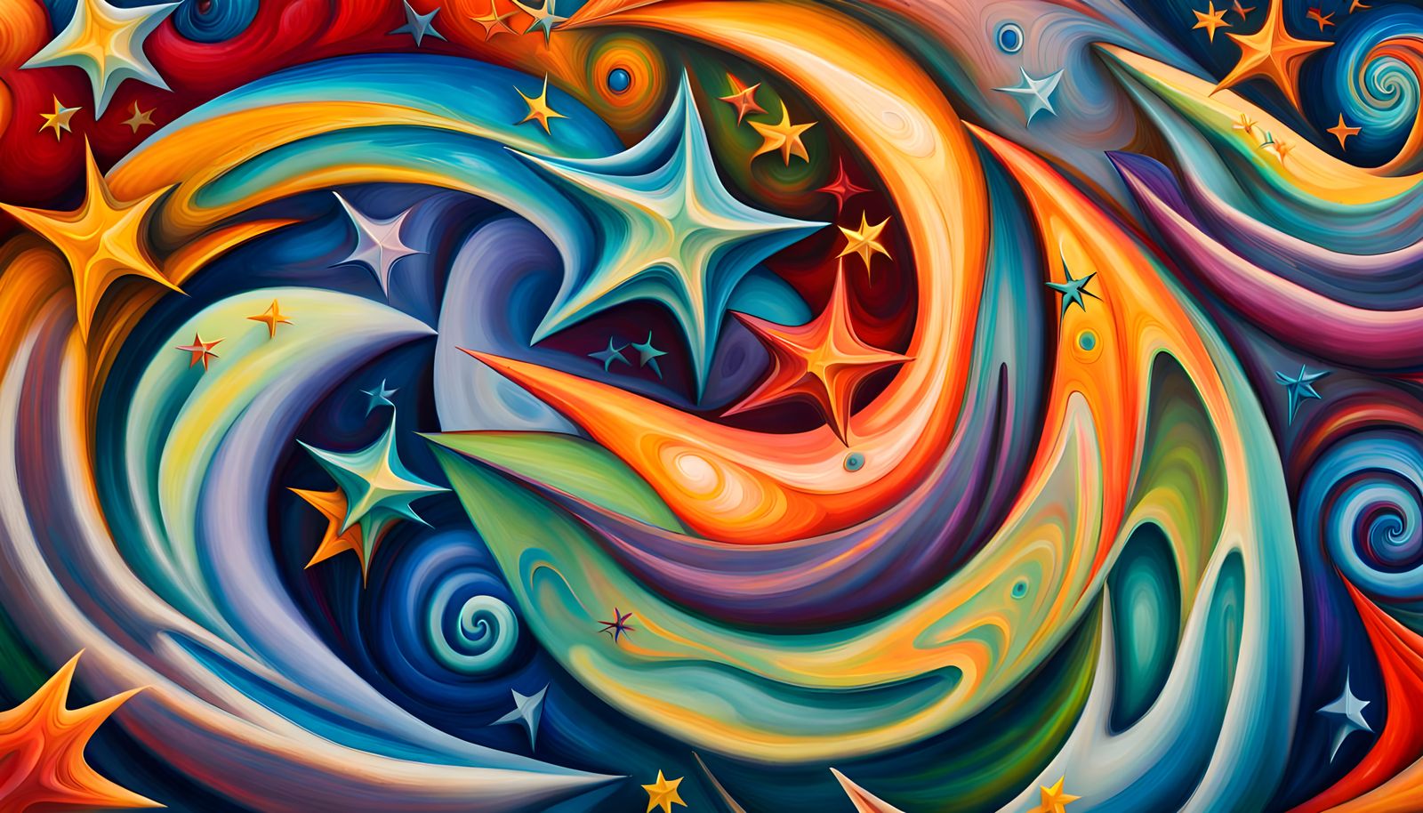 Swirling Star Vortex in Impasto Oil Style