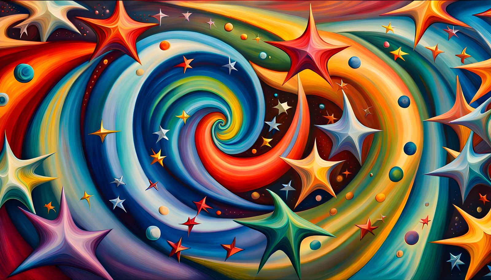 Swirling Stars Emerge in Vivid Impasto Oil Painting