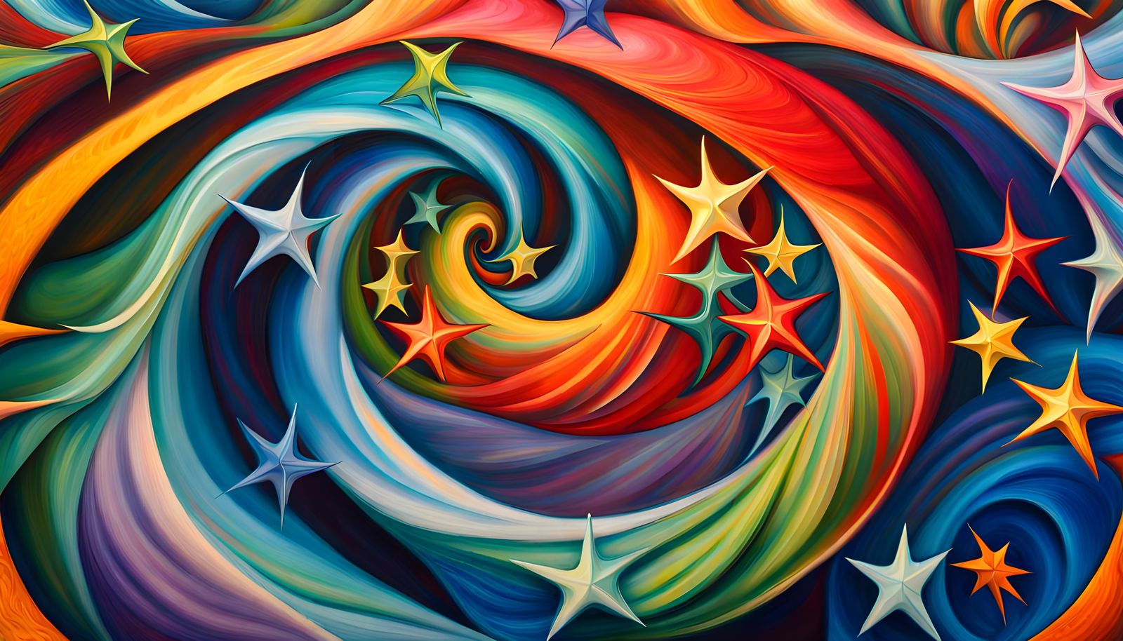 Swirling Stellar Vortex in Impasto Oil Style