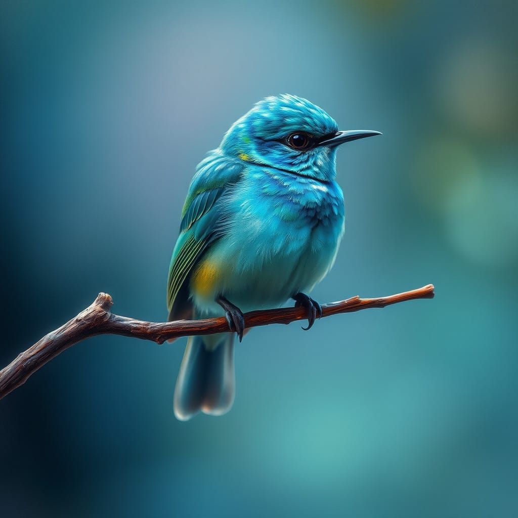 Iridescent Nightingale in Dreamy, Surreal Light