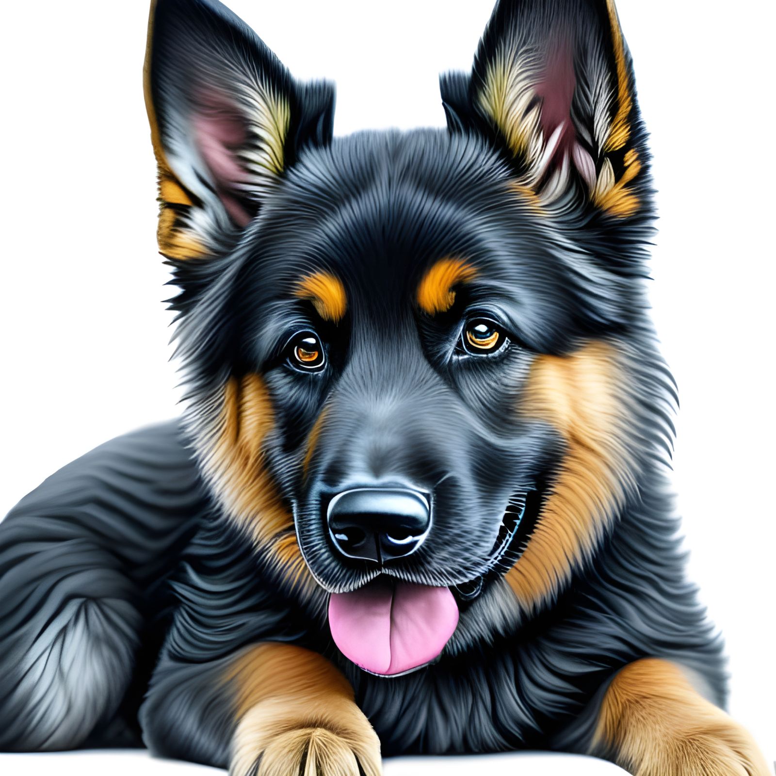 Colorful Charcoal Drawing of a Cute German Shepherd Puppy