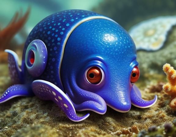 Cute Alien Octopus on a Beach