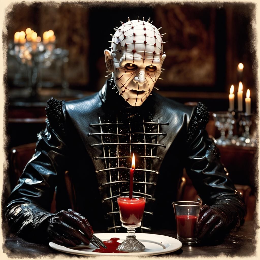 Pinhead in French Cafe: A Cinematic Digital Painting