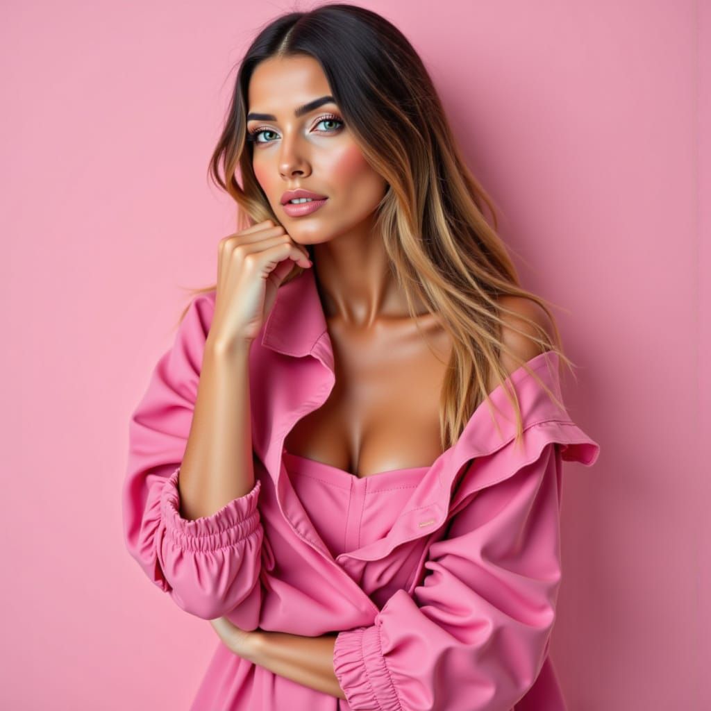 Elegant Woman in Pink Aesthetic