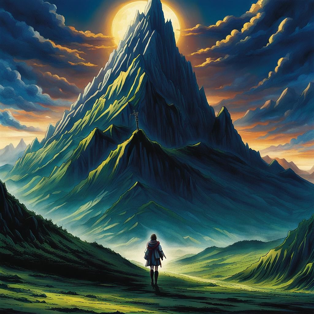 Sad Girl at Medieval Battlefield in Anime Style