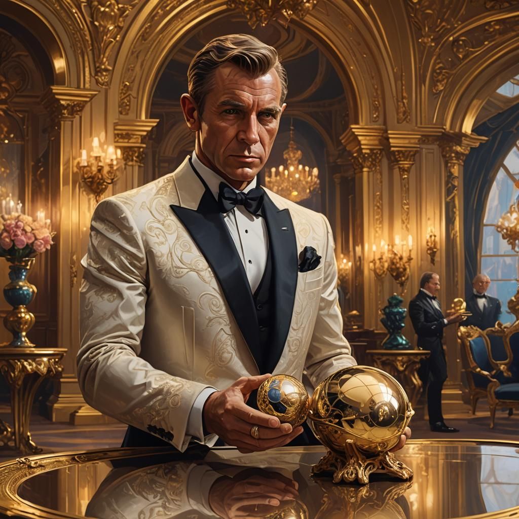 James Bond with Faberge Egg, Baroque Concept Art