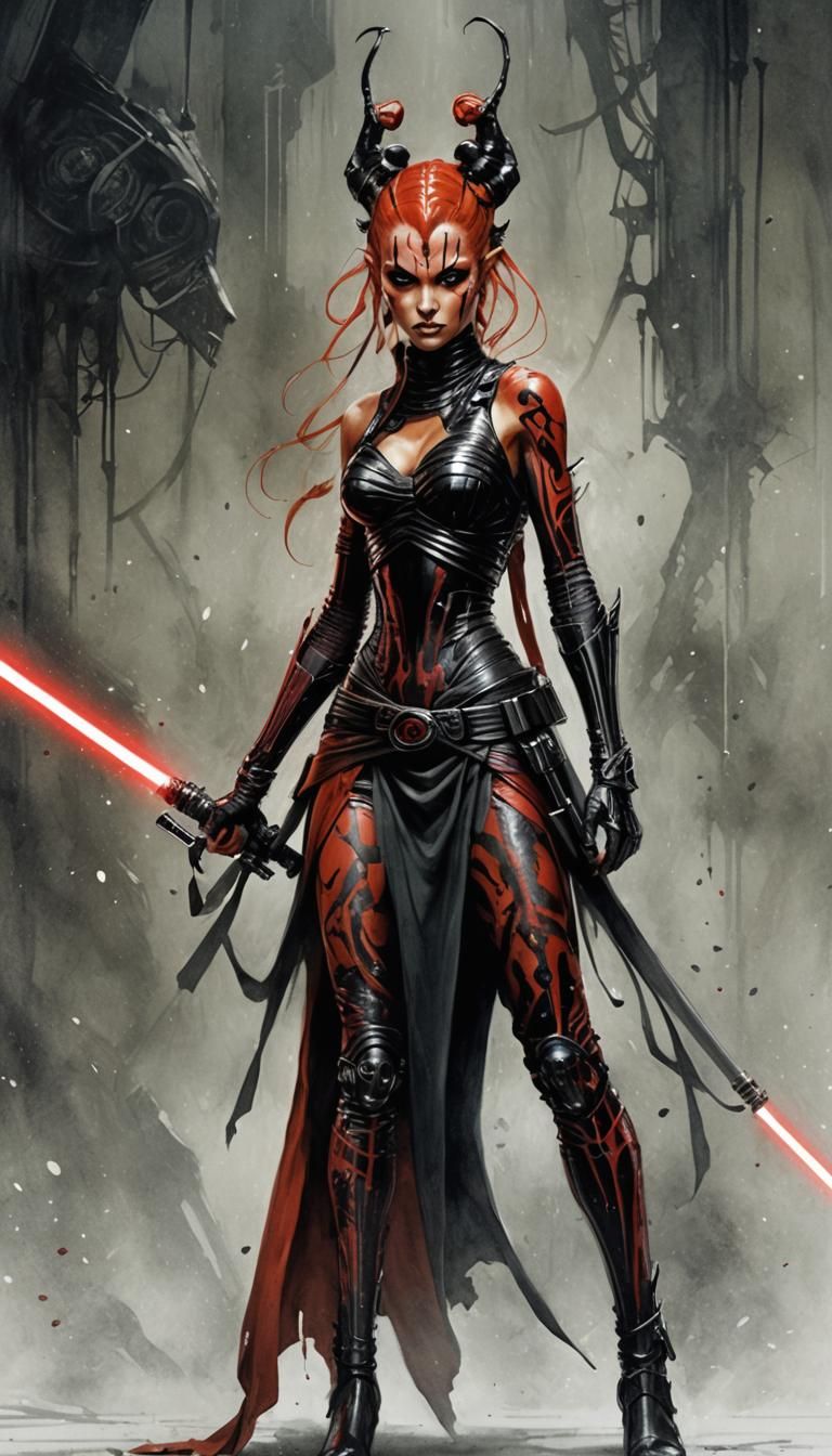 Darth Talon Lightsaber Art in Dark Fantasy Style