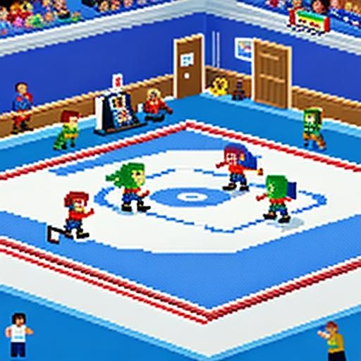 Pixel Art Curling Match on Retro Console