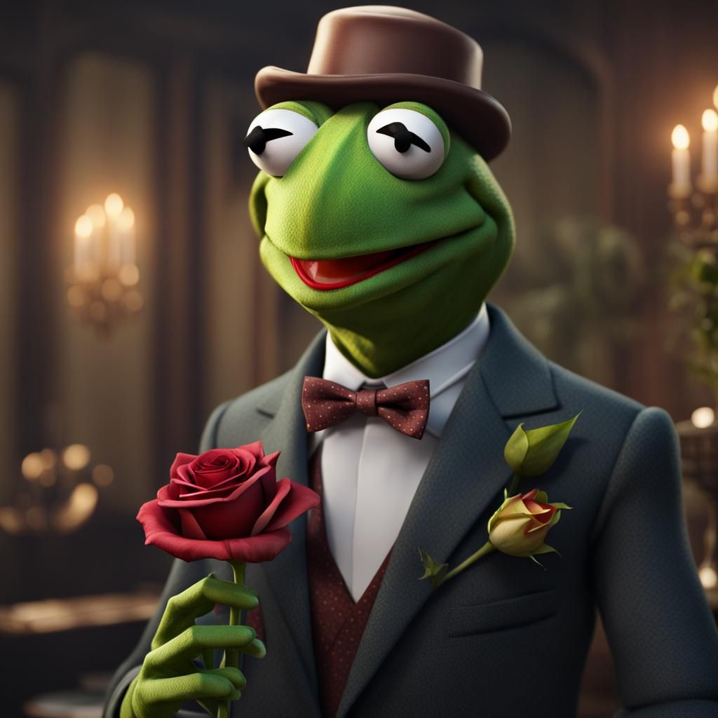Kermit the Frog on a Date: Fantasy Art