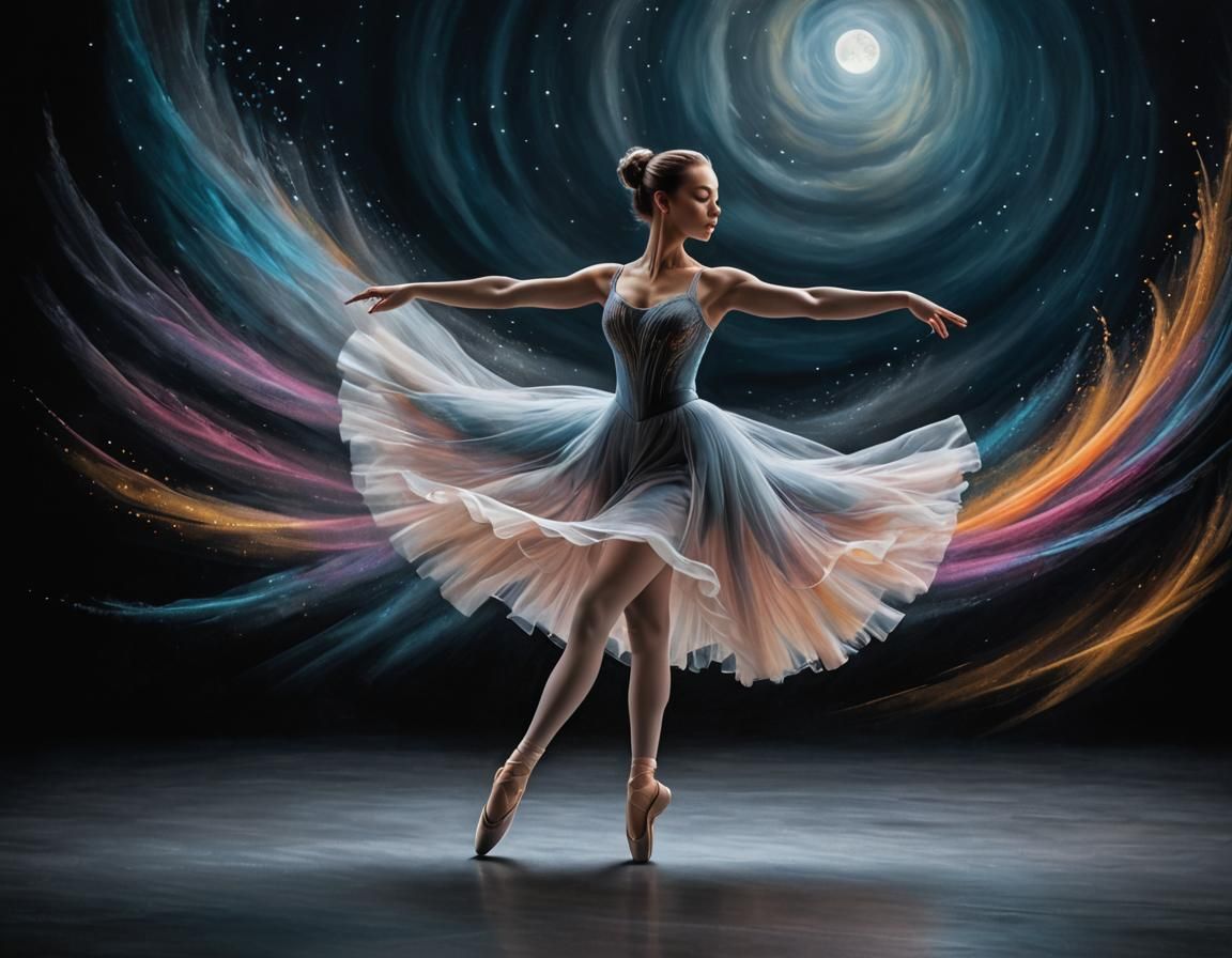 Ethereal Moonlight Ballet Dancer in Chalk Art Style