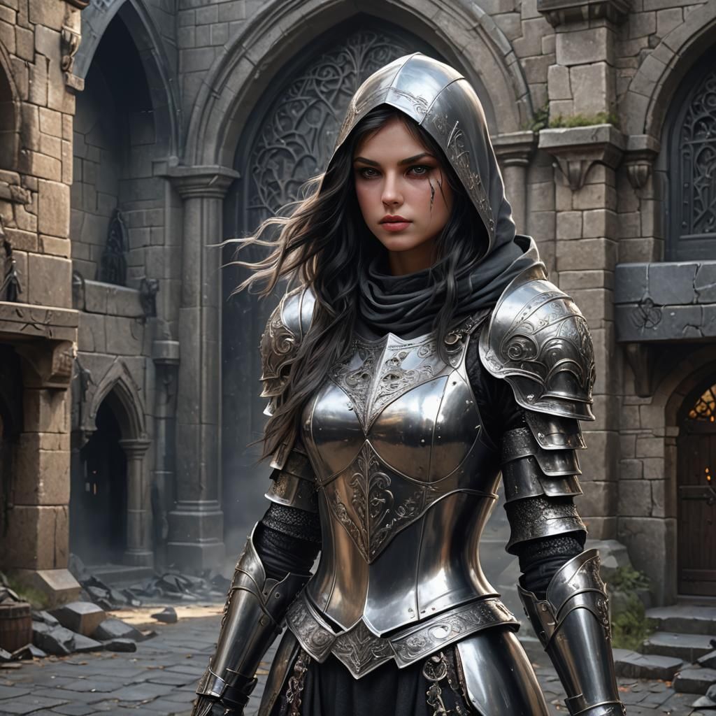 Teenage Knight in Shimmering Armor