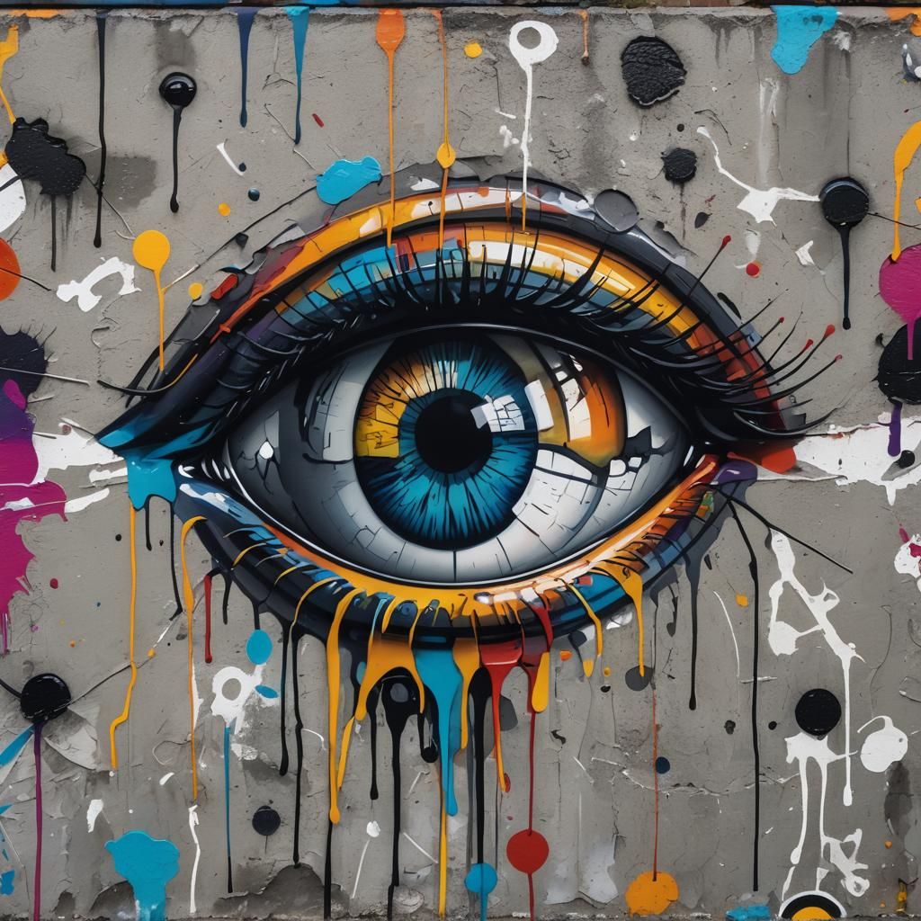 Eye in Colourful Graffiti Street Art Style