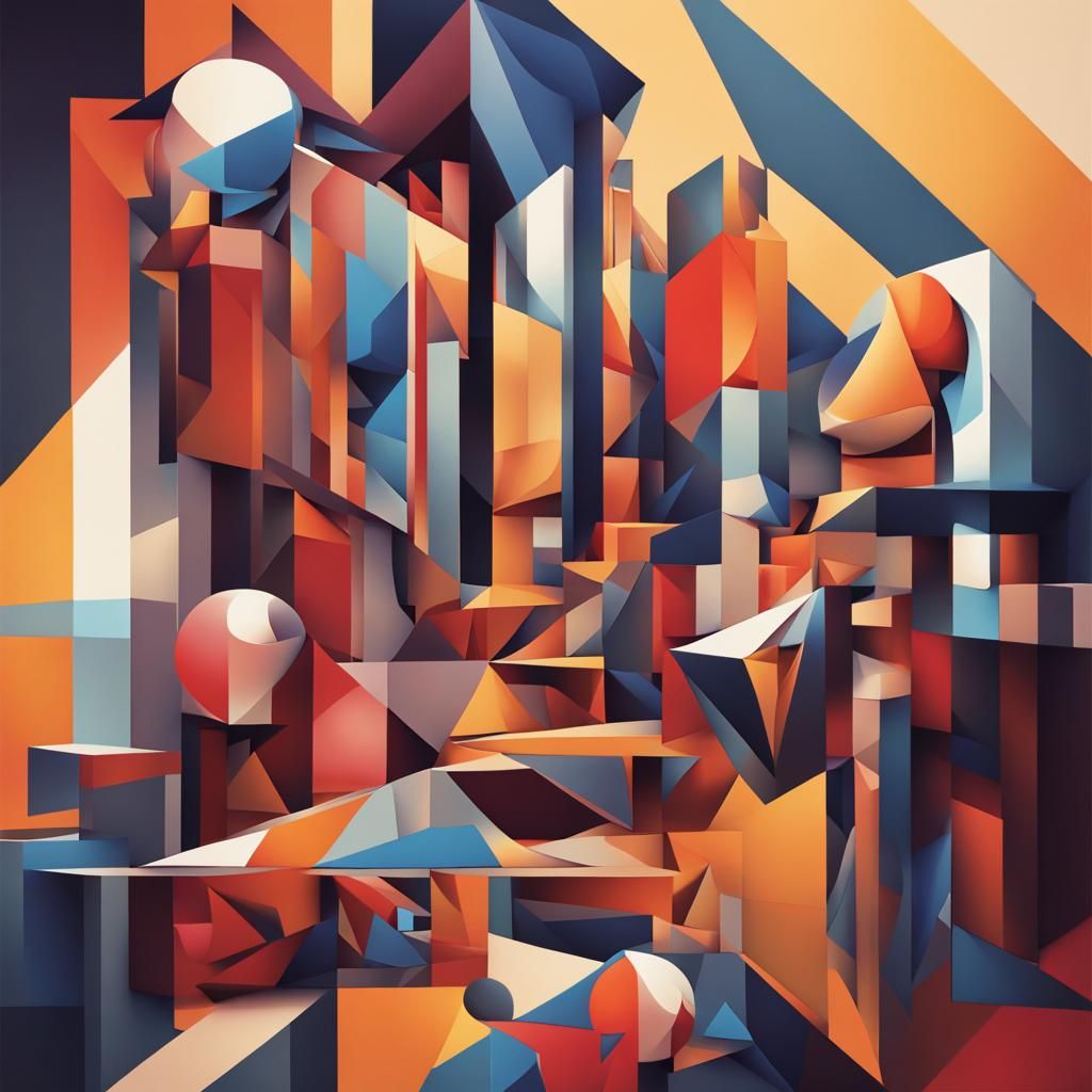 Geometric Fauvism in Neo-Cubist Art Deco Style