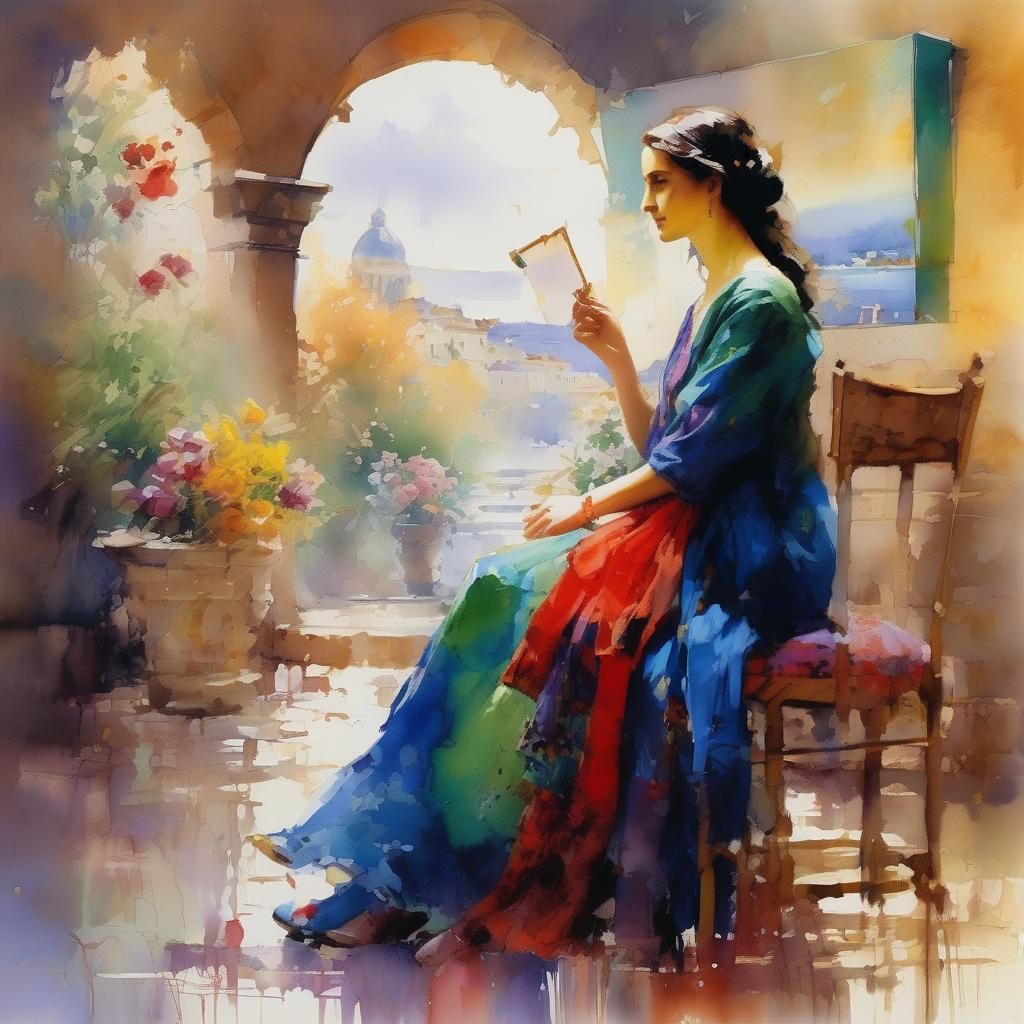 Mona Lisa Pino Daeni analogous colors impressionism impressi...