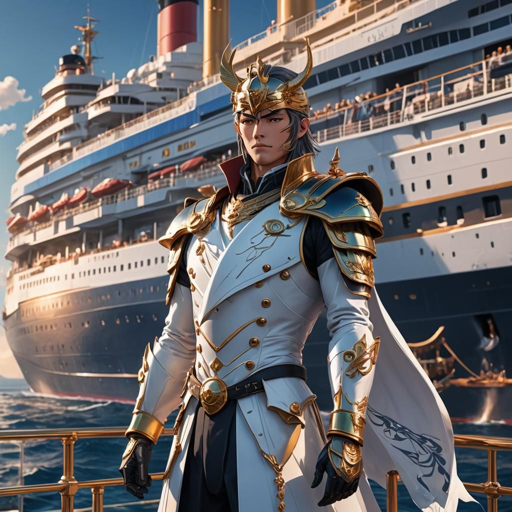 Majestic Anime Captain on Elegant Ocean Liner