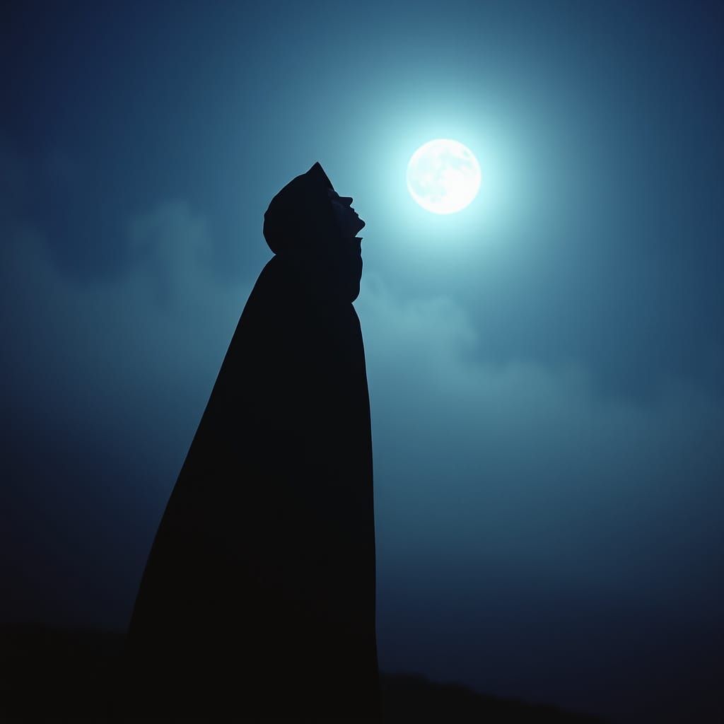 Ethereal Figure Under Moonlight