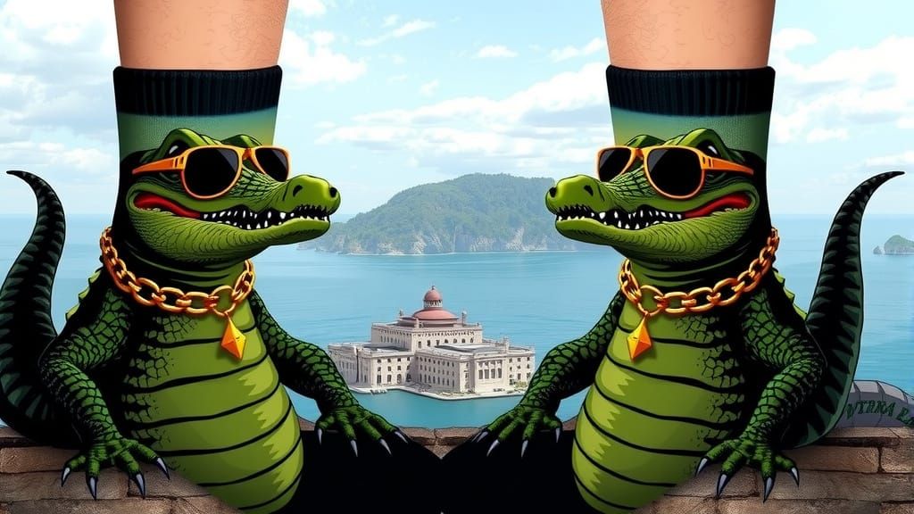 Gangster Alligators Guarding Alcatraz Prison Island Sock Des...