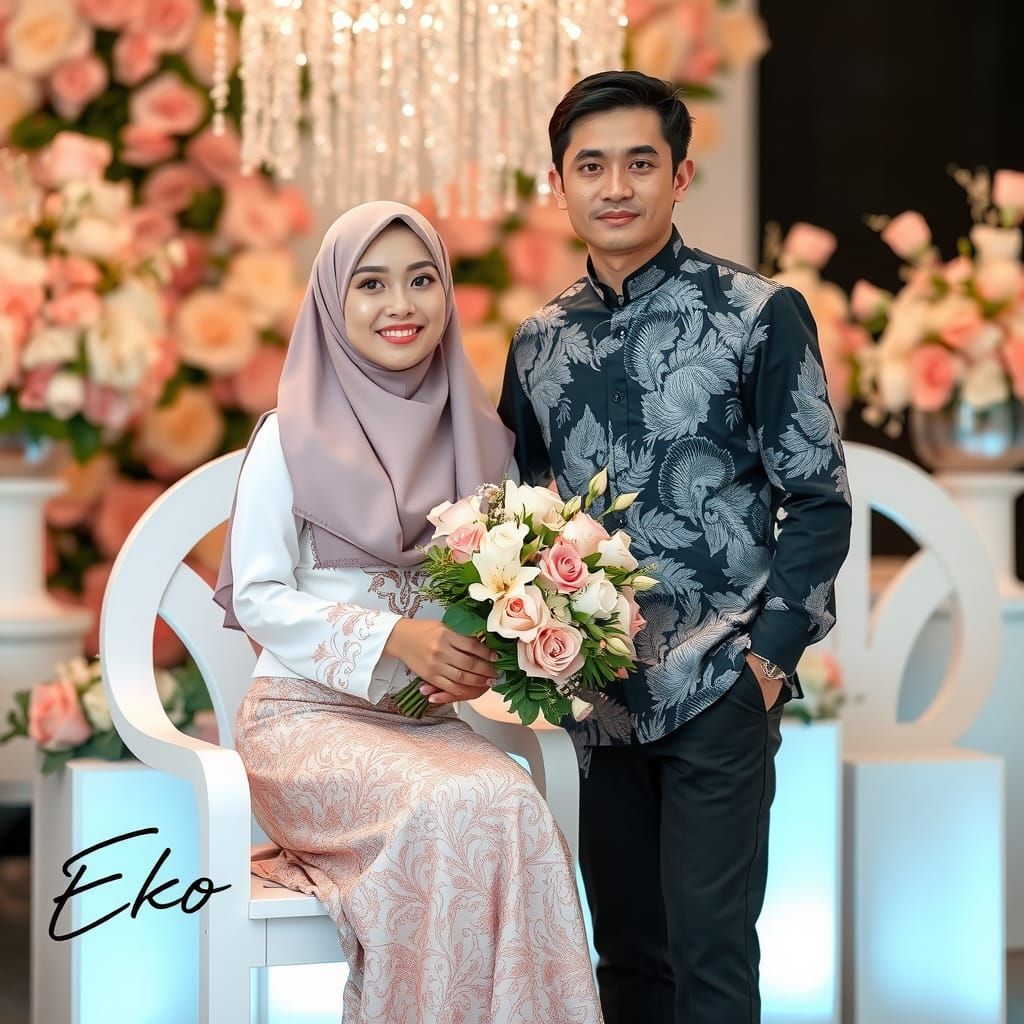 Elegant Korean Woman in Kebaya with Romantic Setting