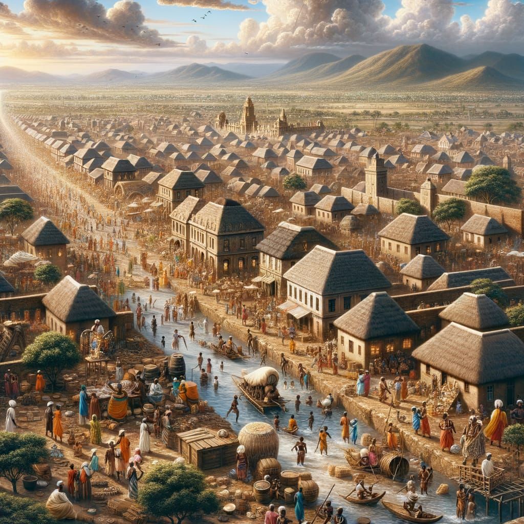 Enlightenment Era Bantu Metropolis in Vibrant Color