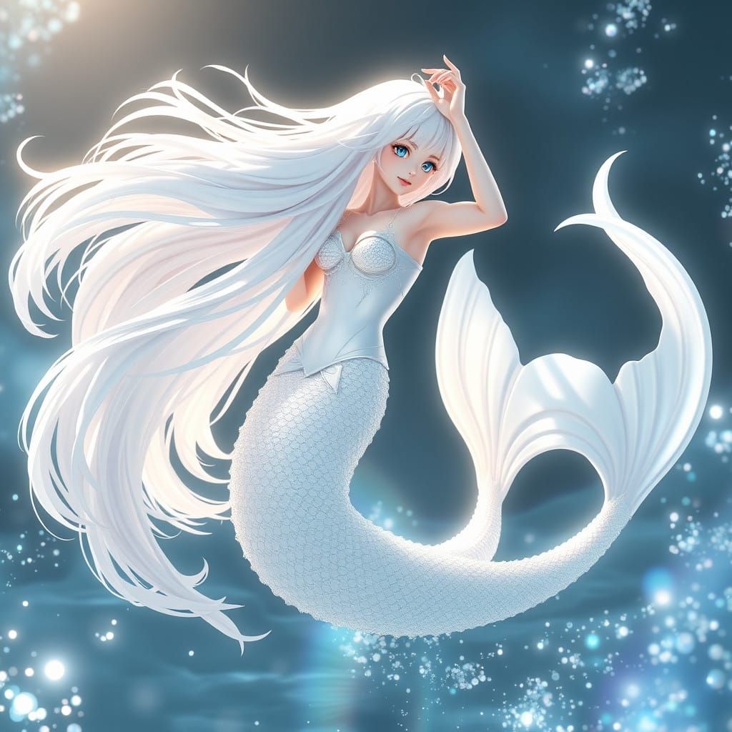 Ethereal Anime-Style Mermaid in Aquatic Environment