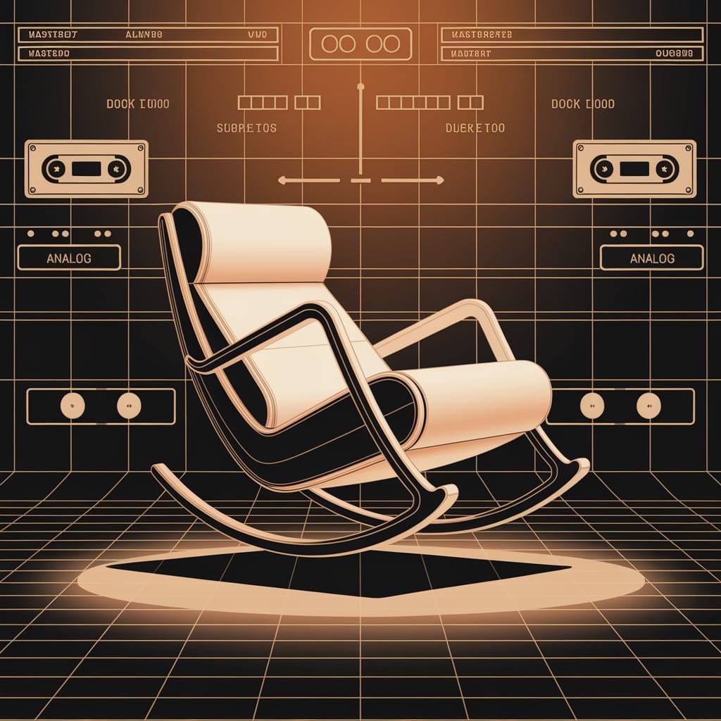 Futuristic Rocking Chair in Cassette Futurism Style