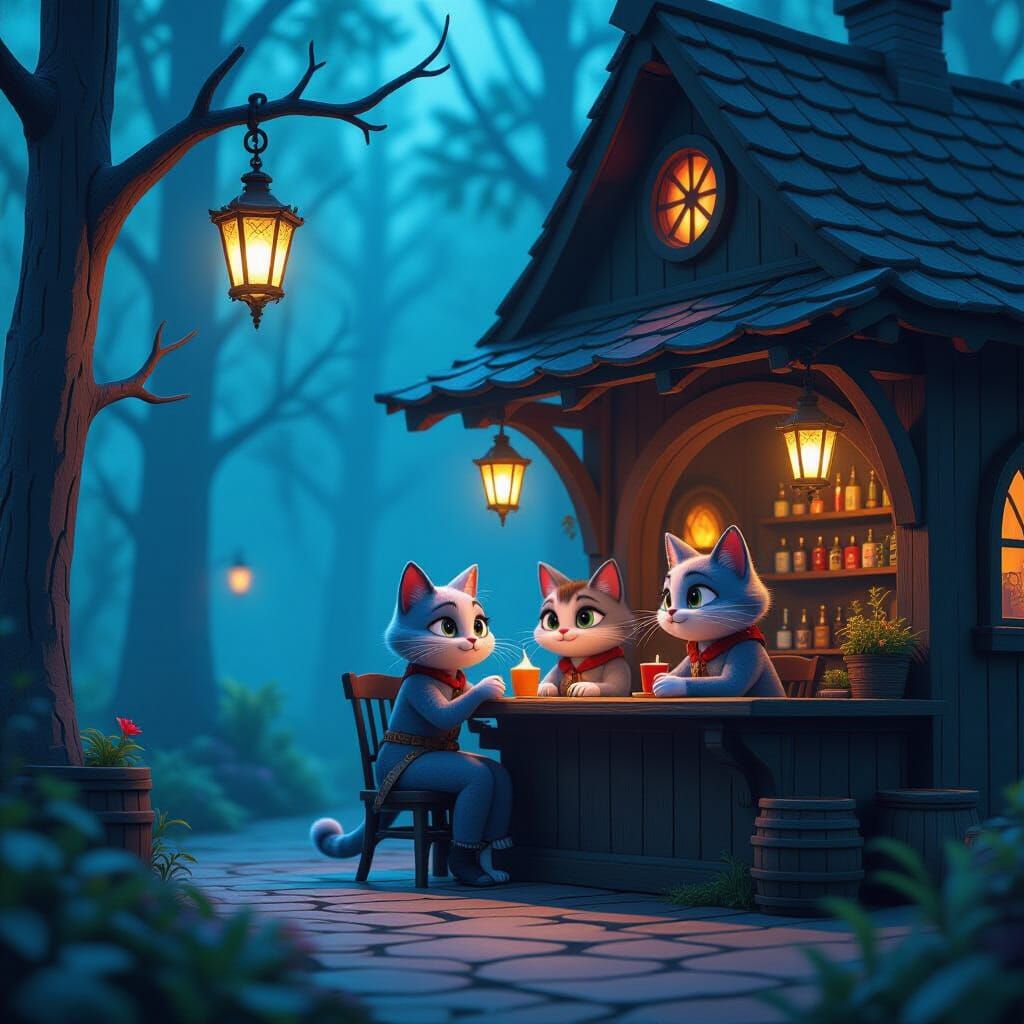Mystical Cat Cafe in Enchanted Woodland