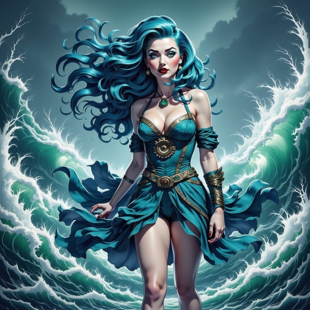 Majestic Mage Summons Cyclone in Turbulent Sea