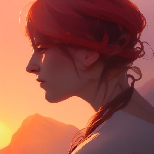 Sunrise Mountain Portrait in Hyperdetailed Style