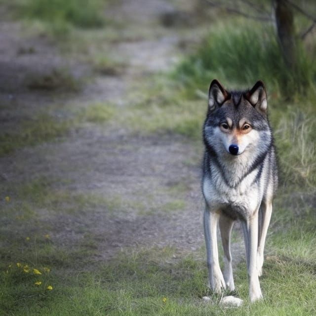 Wolf on the road