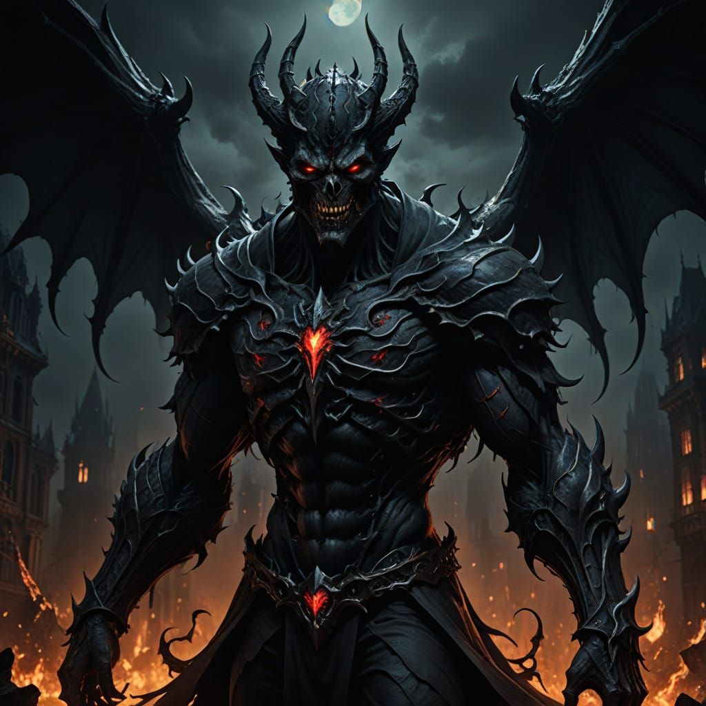 Dark Gothic Devil Man in Haunting Surreal Landscape