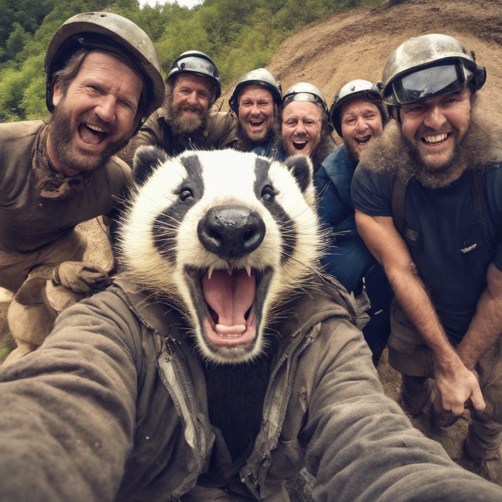Miner and Giant Badger Selfie