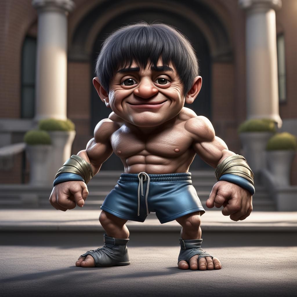 Hyperrealistic Rocky Balboa as Cute Troll