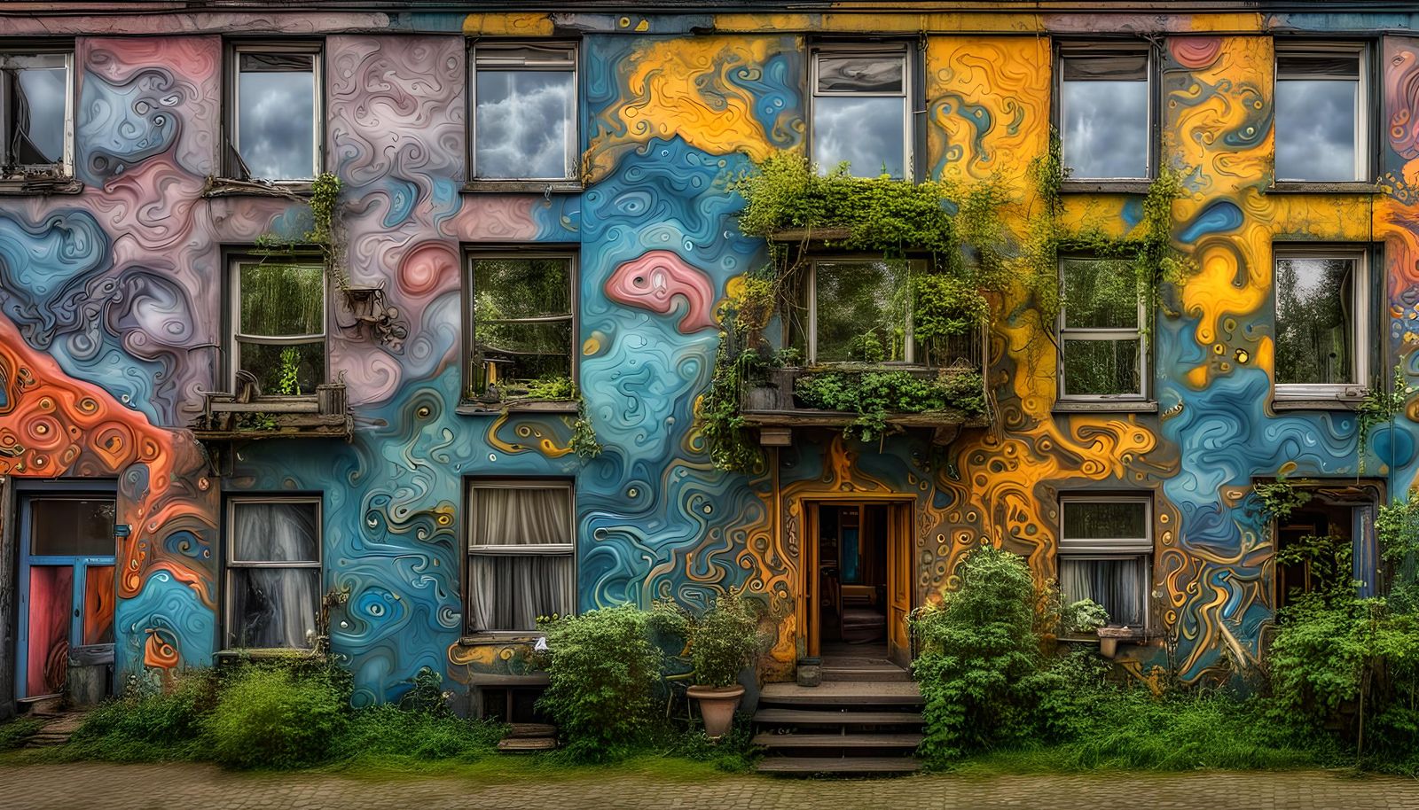 Psychedelic Graffiti Art on Squatted Amsterdam House
