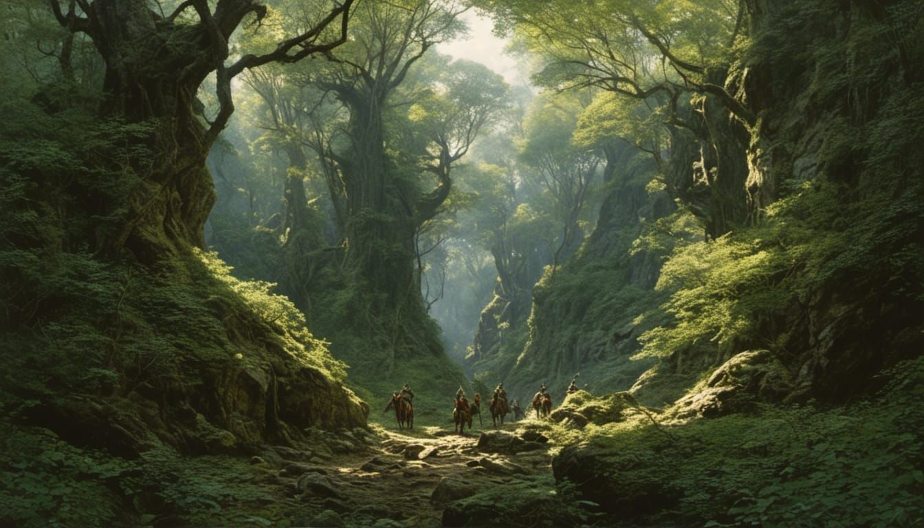 Elven Warriors in a Peaceful Forest