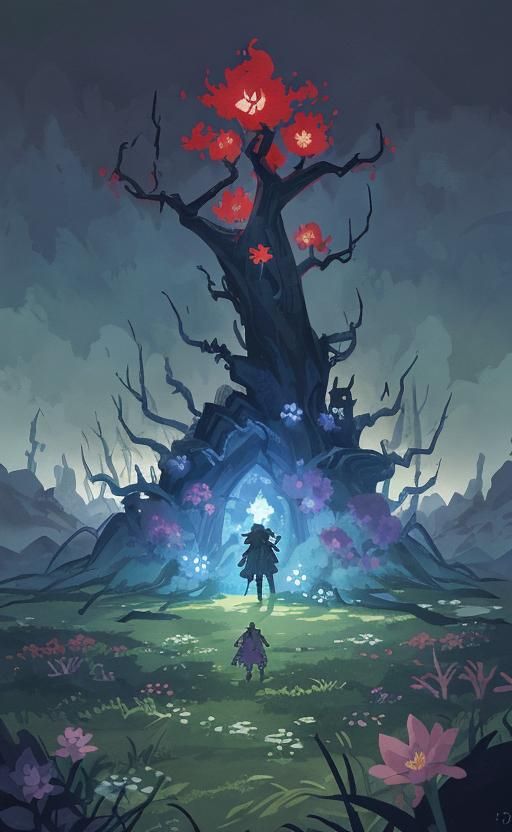 Surreal Post-Apocalyptic Fantasy Battlefield Scene in Anime ...