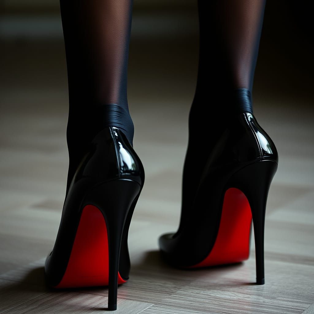 Elegant Black Pumps with Red Soles, Fashion Photography