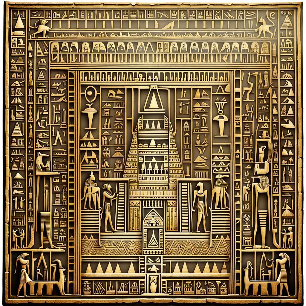 Egyptian Hieroglyphic Letter E with Anubis Statue