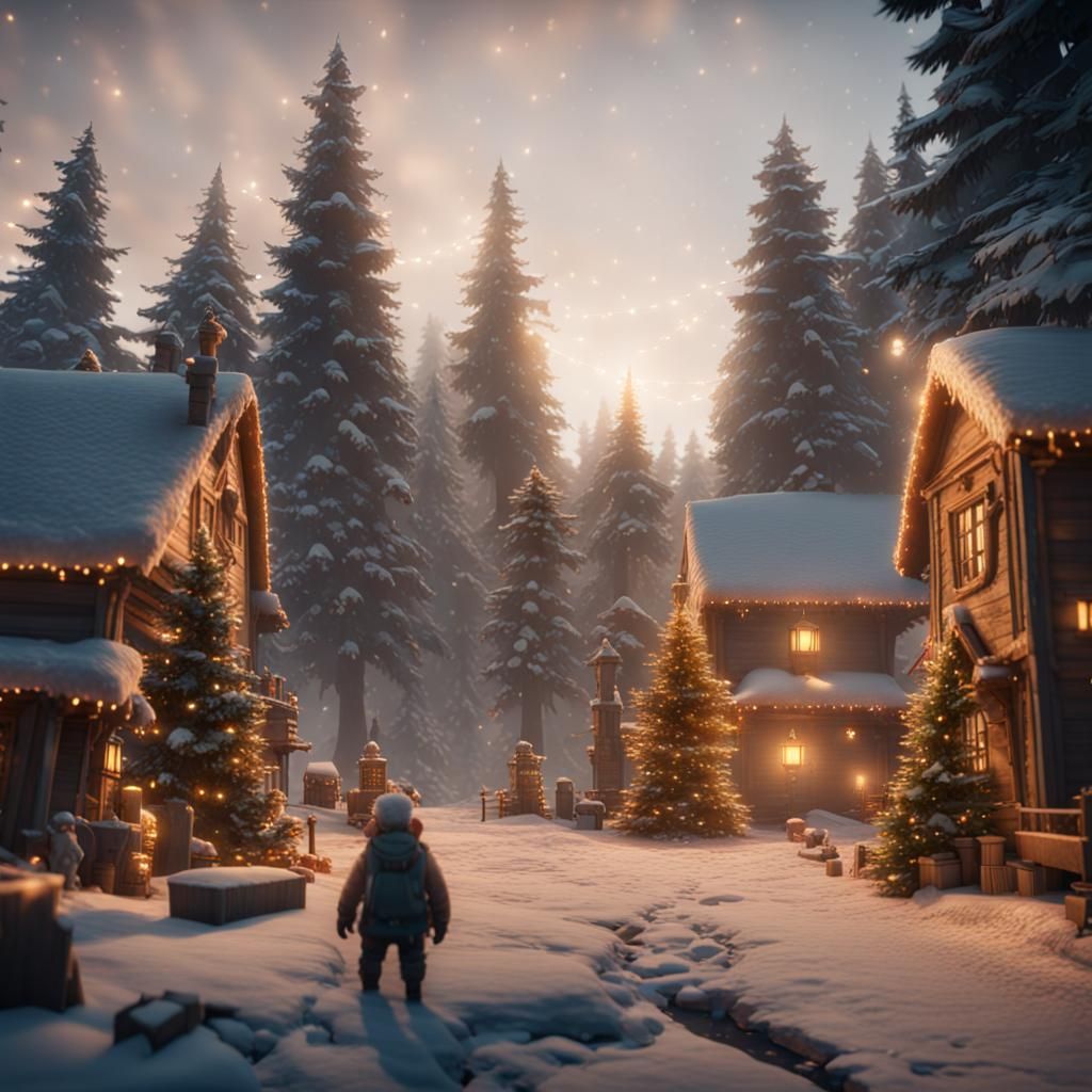 Christmas Scene with 3D Game Cinematic Feel