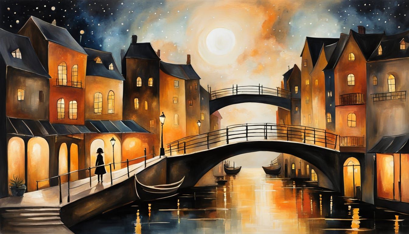 Moonlit Serenity Over the Canal