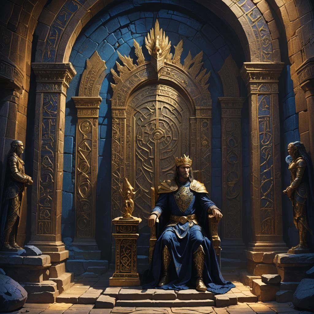 Regal Figure in Mystical Throne Room