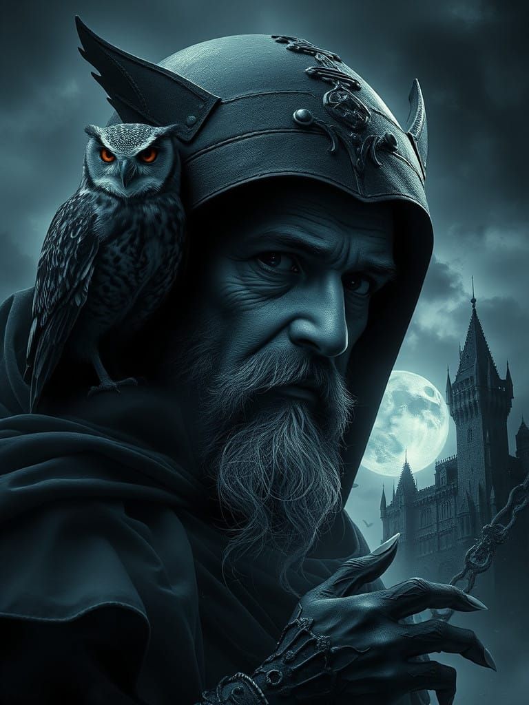 Dark Fantasy Portrait in Ultra-Precise Contour Drawing Style